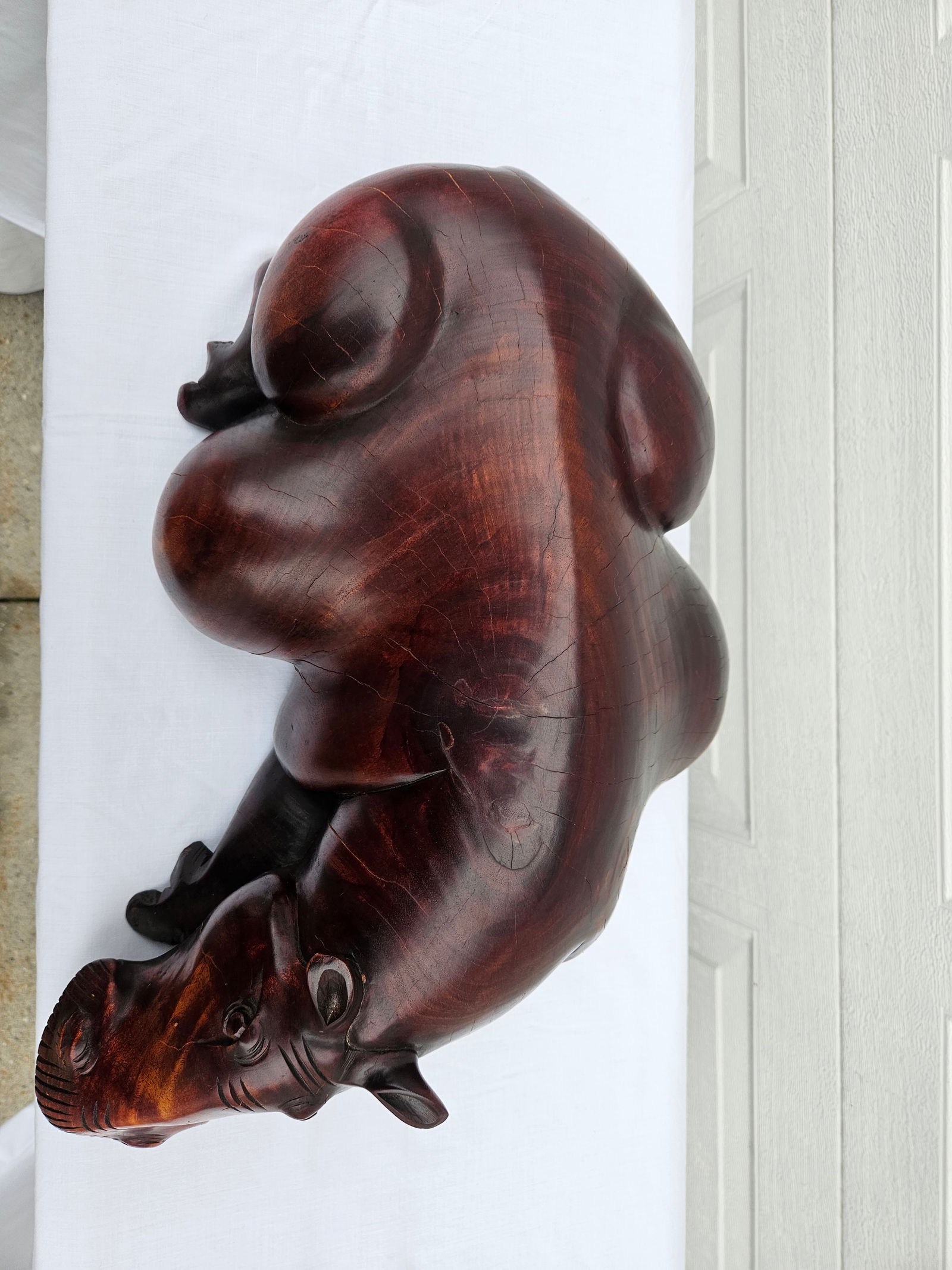 Massive Hand Carved Wooden Hippopotamus Hippo Sculpture - 10