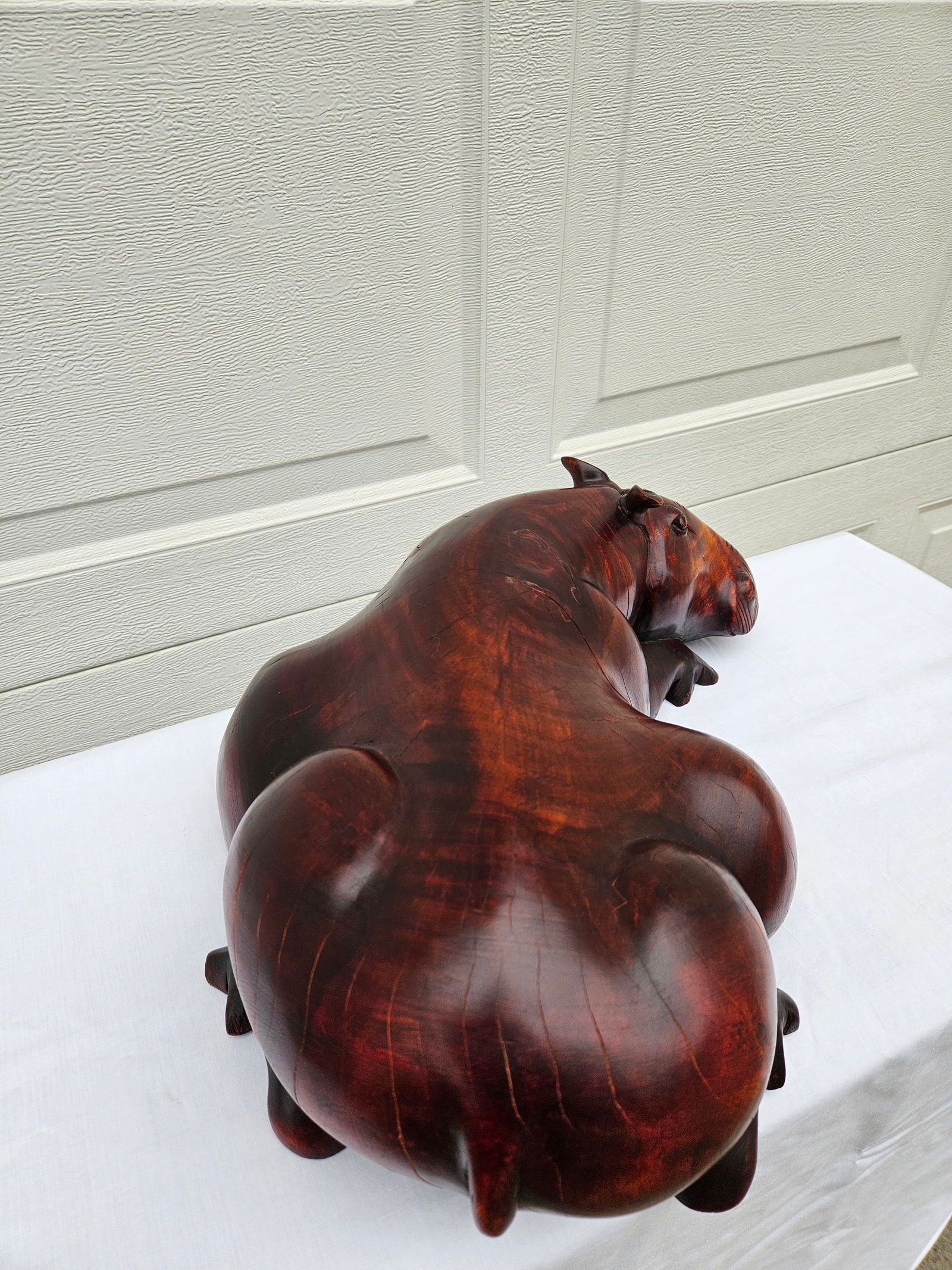 Massive Hand Carved Wooden Hippopotamus Hippo Sculpture - 14
