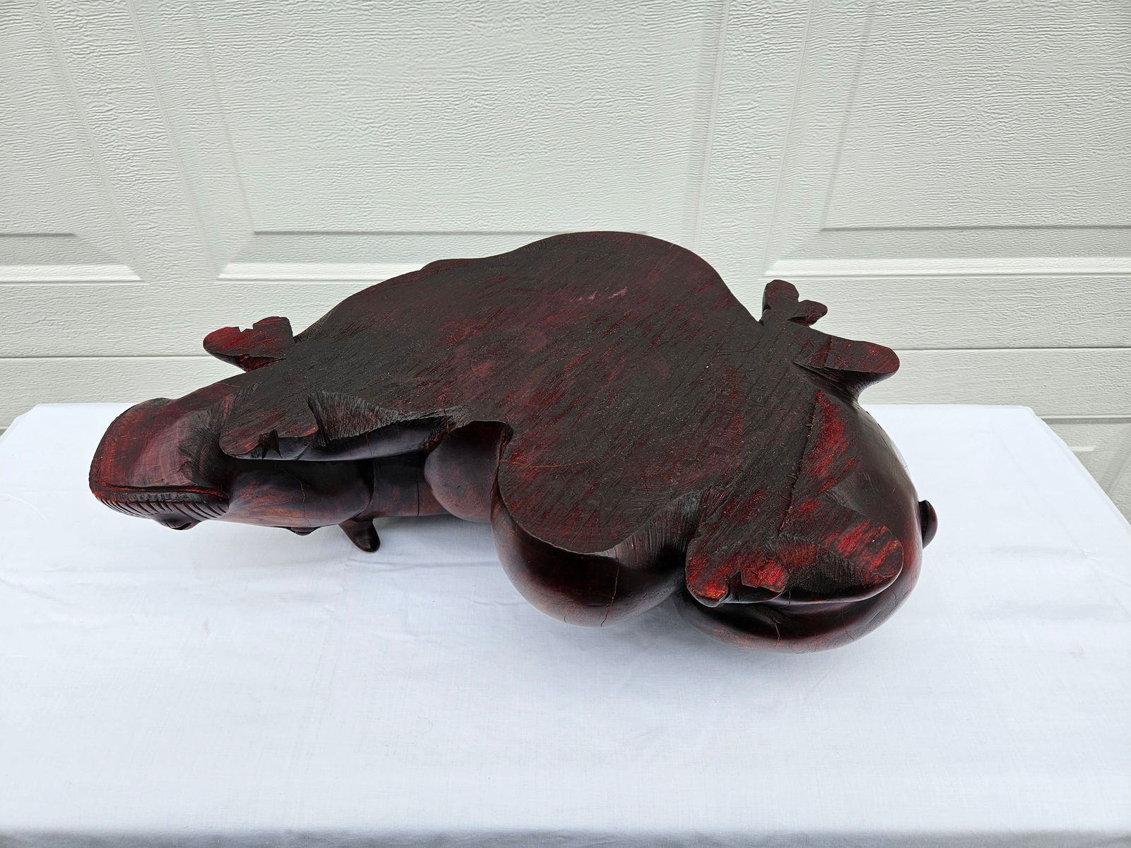 Massive Hand Carved Wooden Hippopotamus Hippo Sculpture - 17