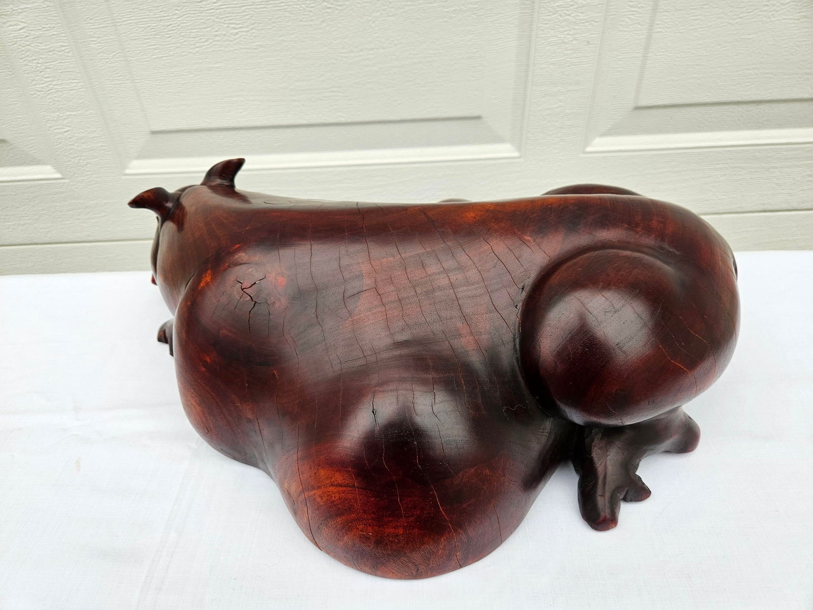 Massive Hand Carved Wooden Hippopotamus Hippo Sculpture - 6