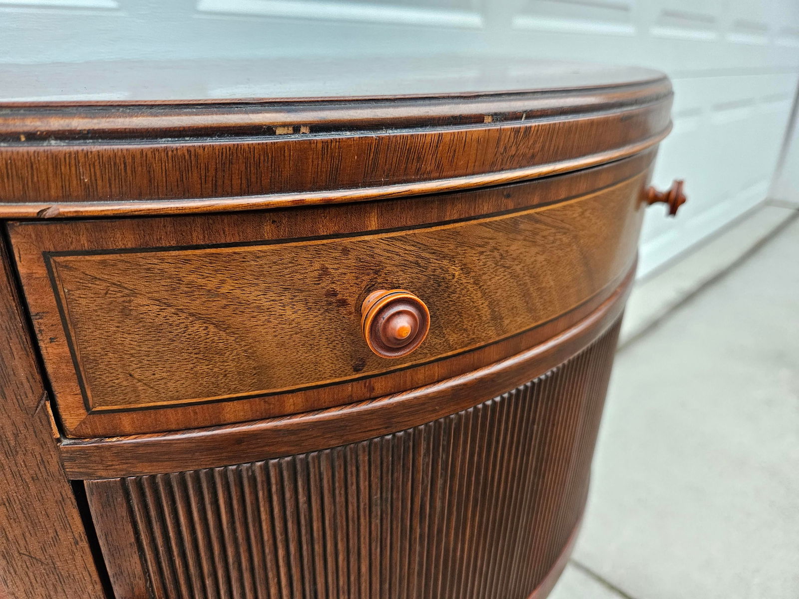 Baker Furniture Mahogany Demilune Side Table Nightstand - 10