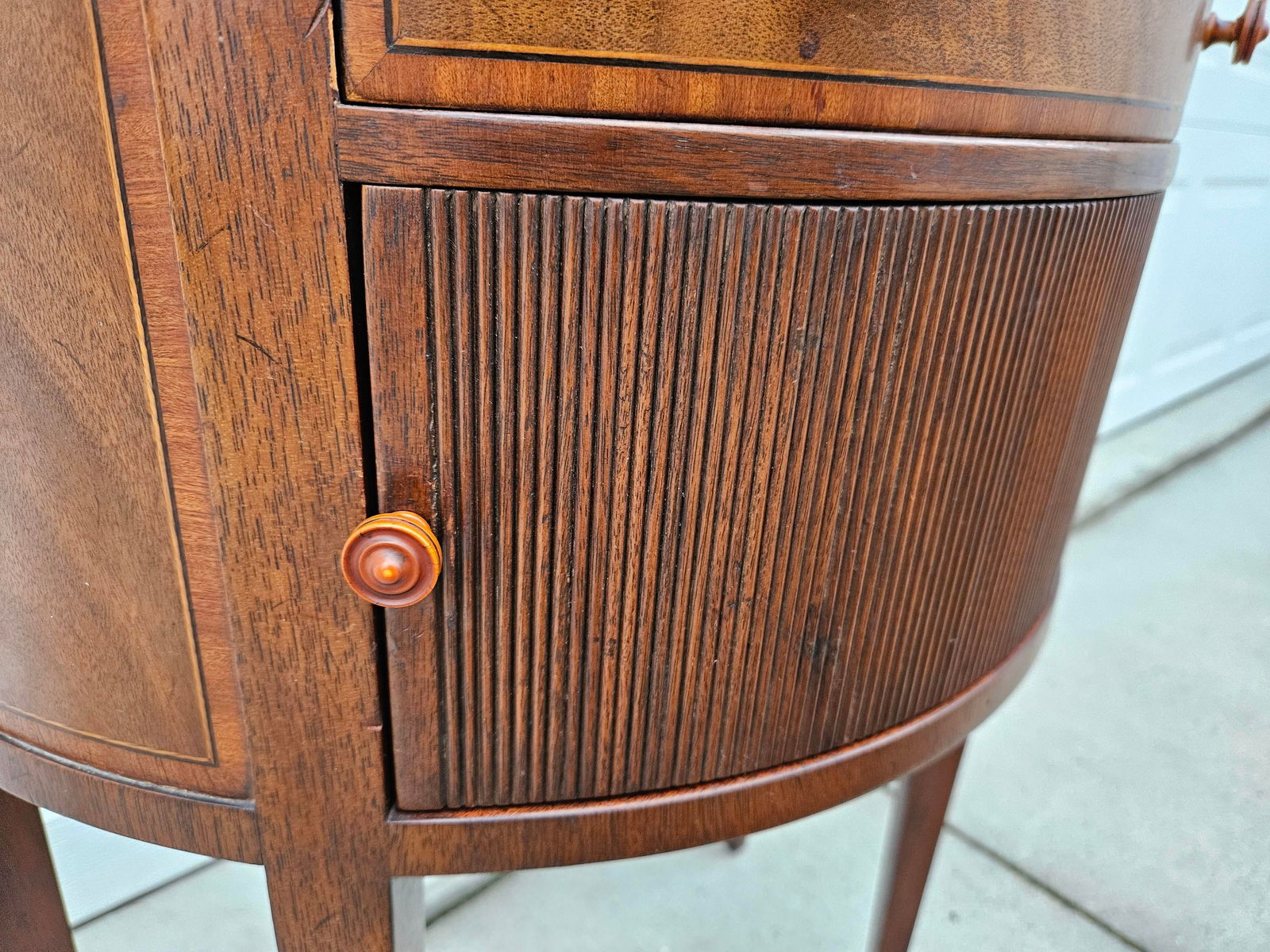 Baker Furniture Mahogany Demilune Side Table Nightstand - 11