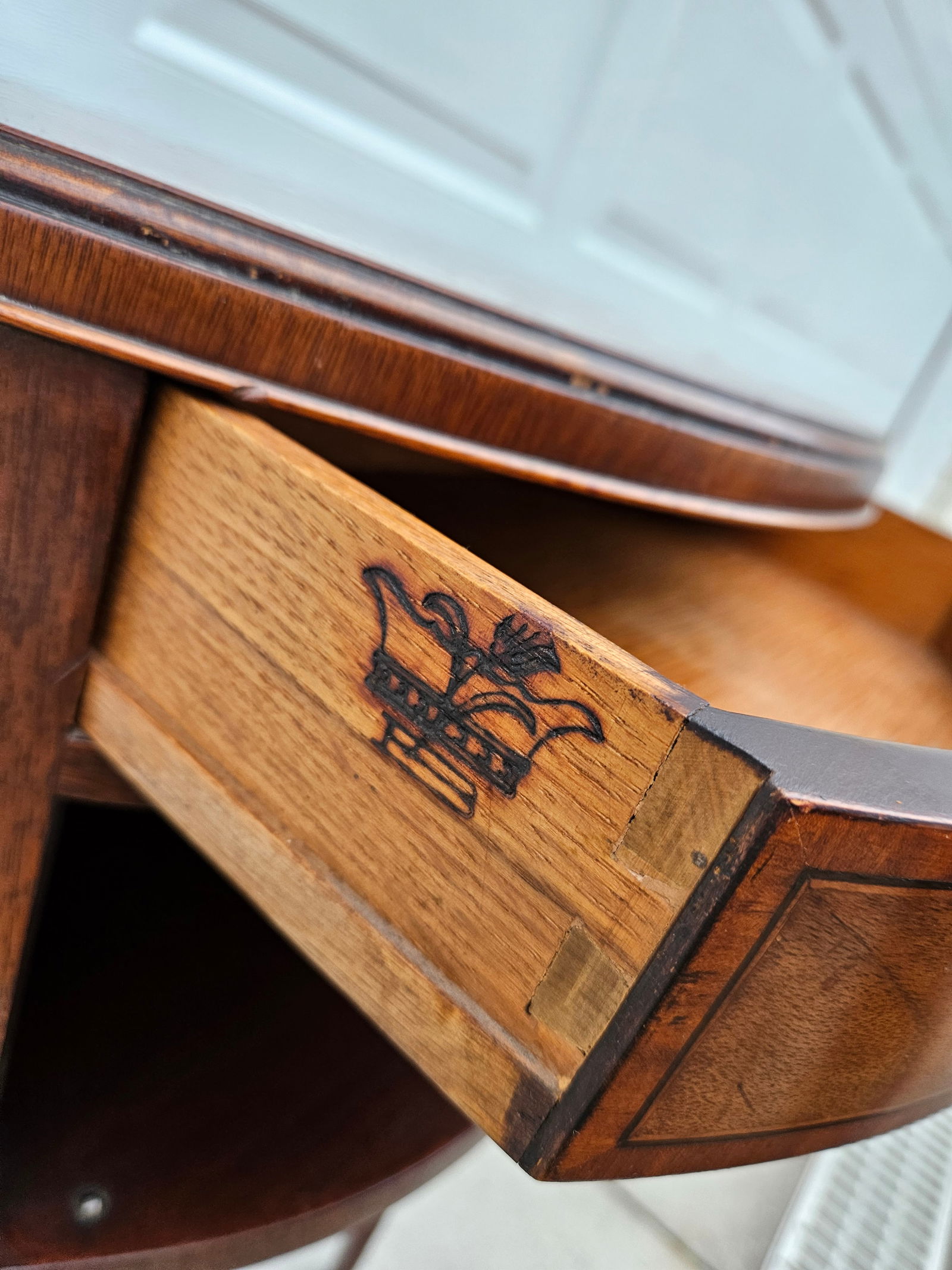 Baker Furniture Mahogany Demilune Side Table Nightstand - 12