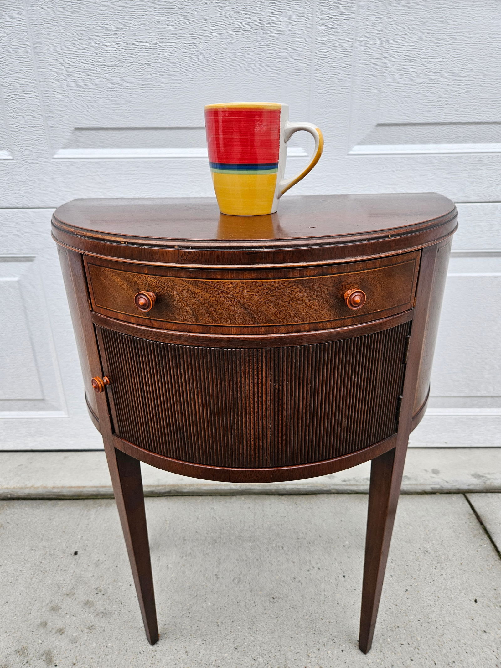 Baker Furniture Mahogany Demilune Side Table Nightstand - 16