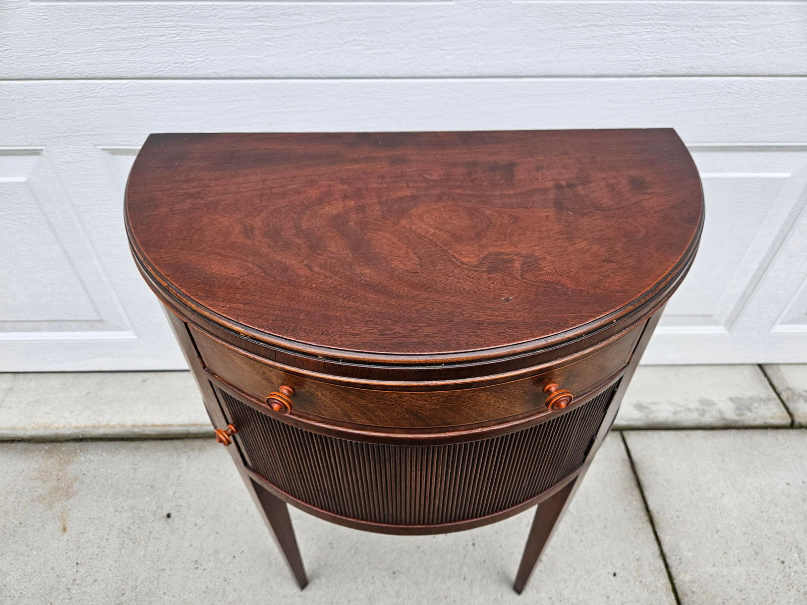 Baker Furniture Mahogany Demilune Side Table Nightstand - 2