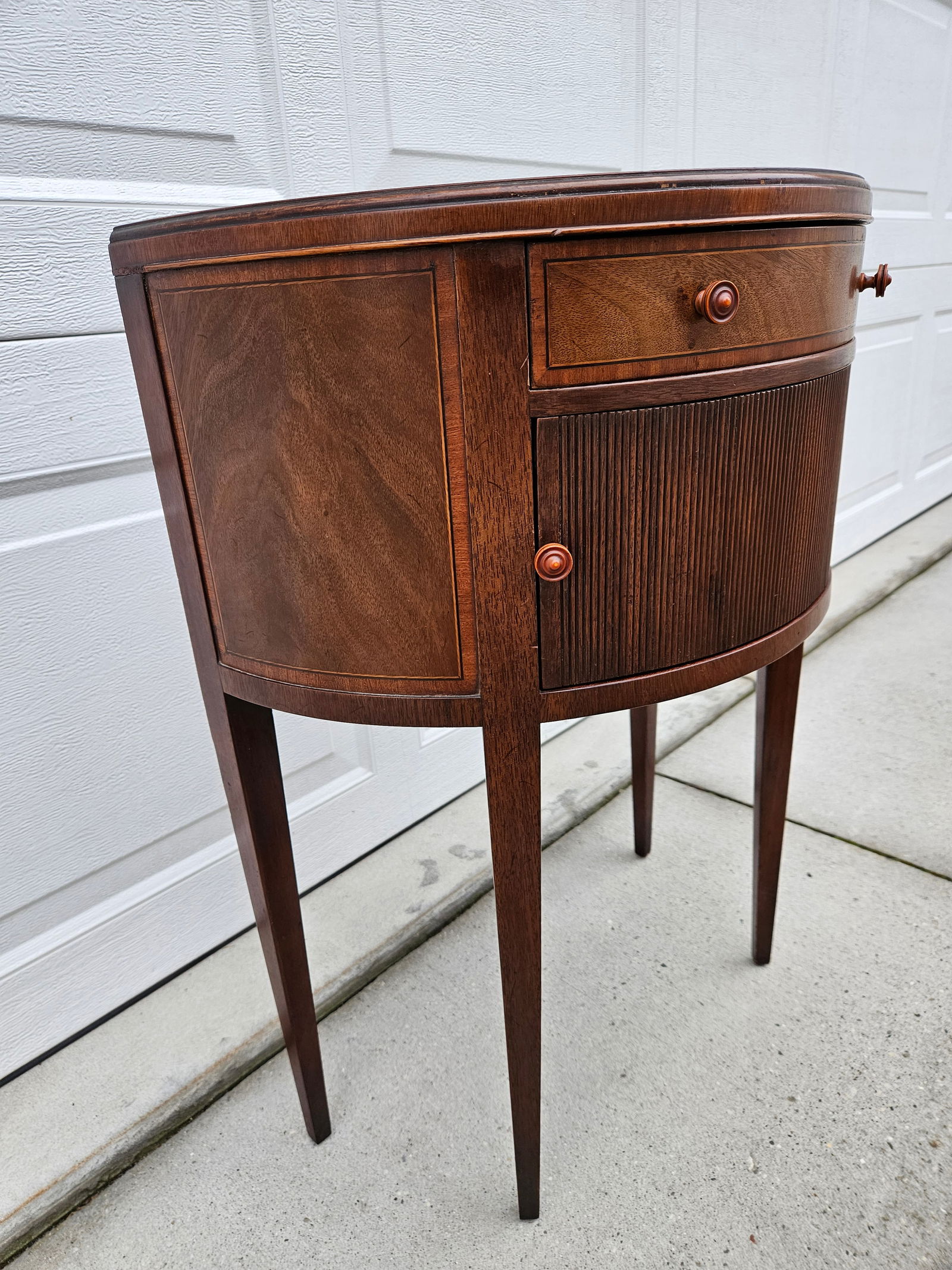 Baker Furniture Mahogany Demilune Side Table Nightstand - 4