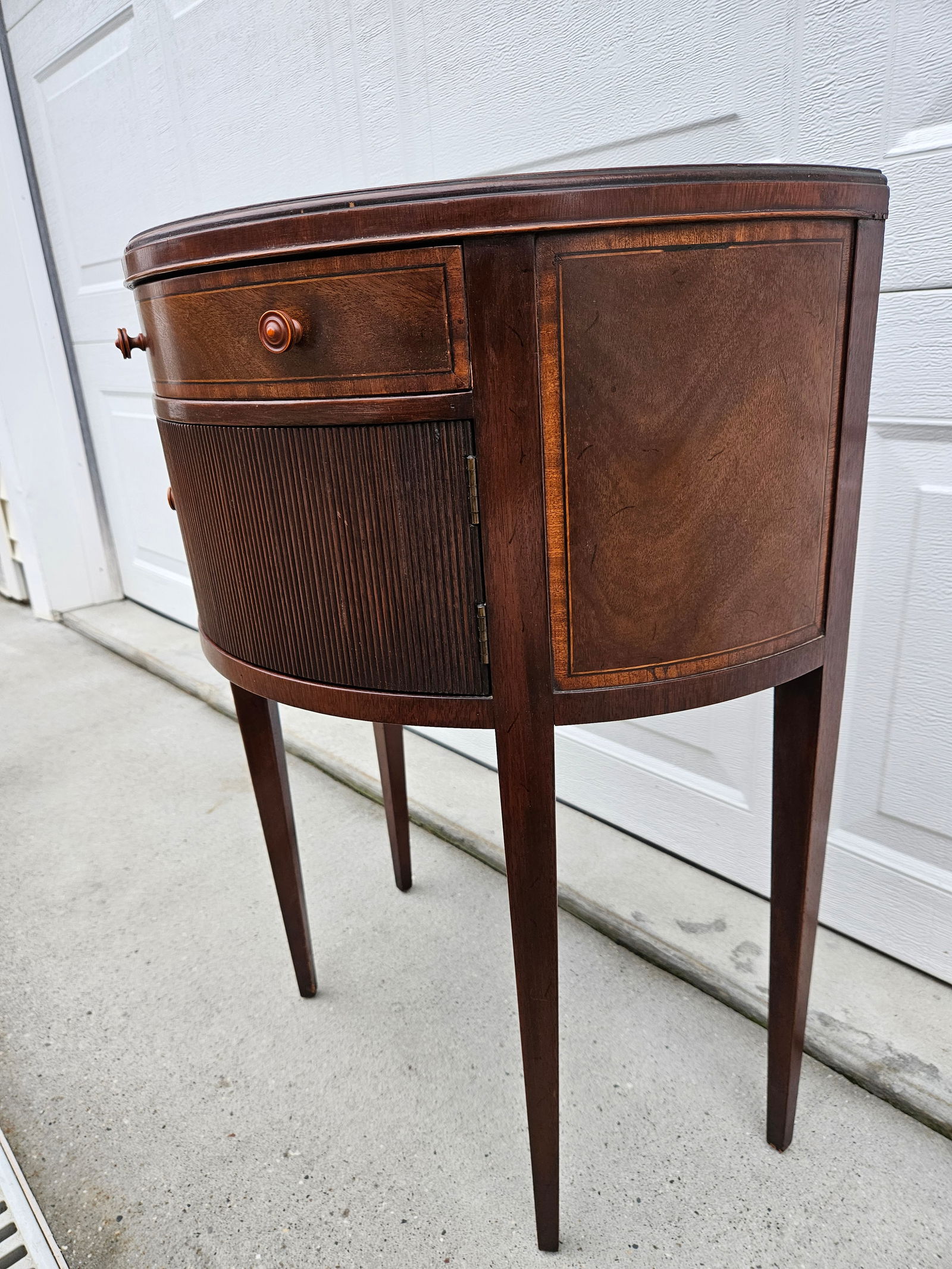 Baker Furniture Mahogany Demilune Side Table Nightstand - 6