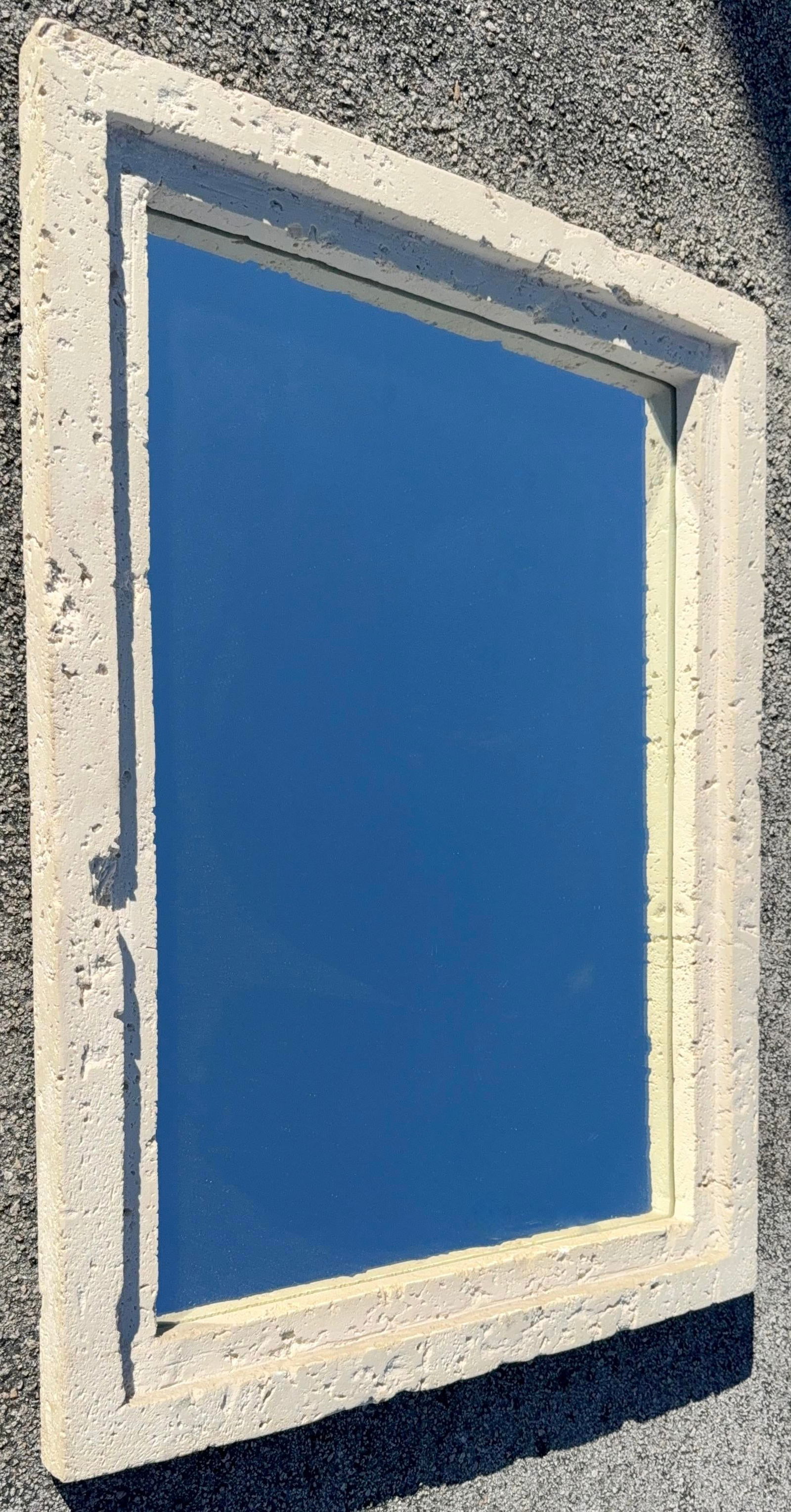 Large Composite Stone Coral Rock Modernist Wall Mirror From 70's - 2