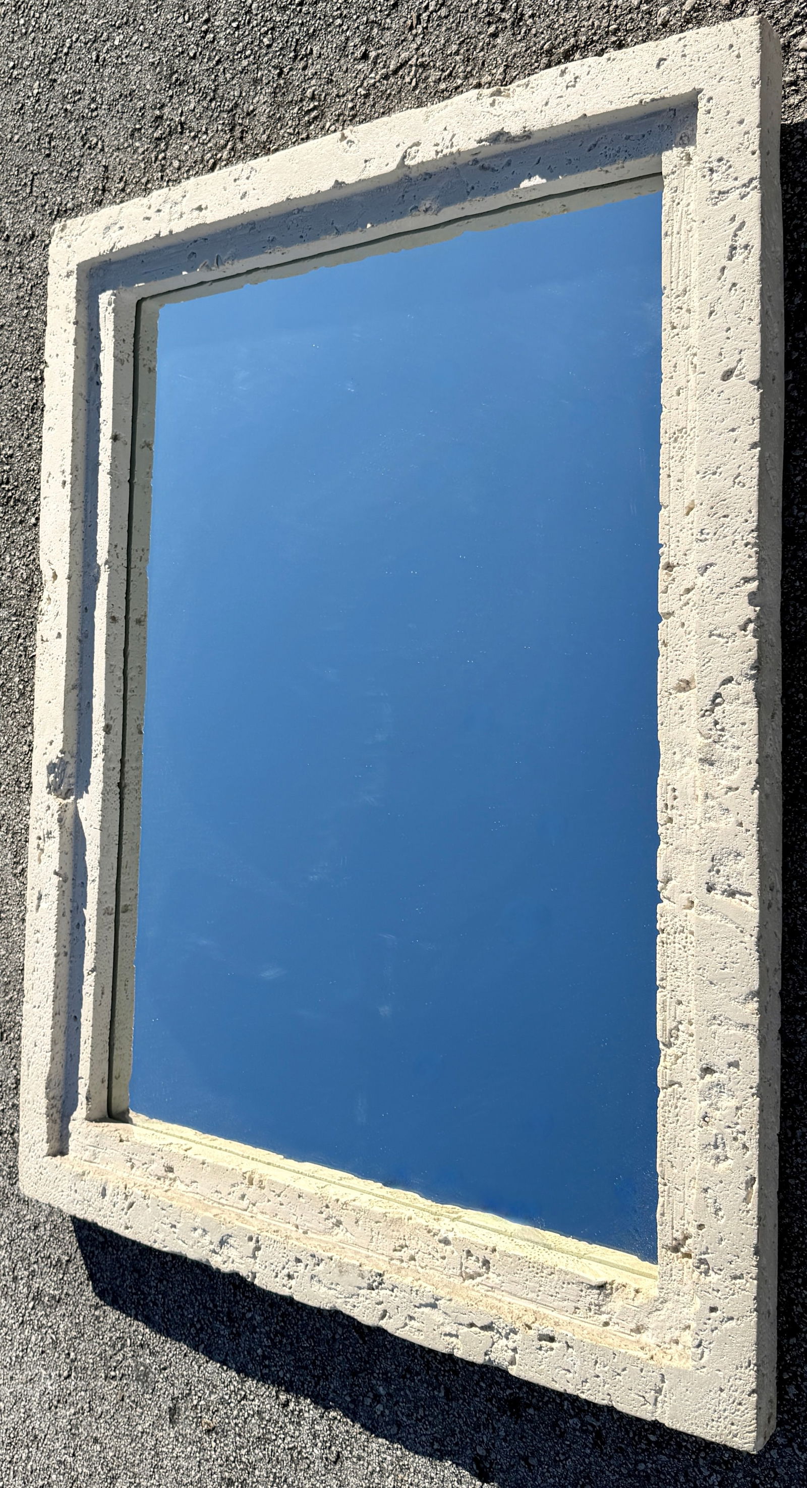 Large Composite Stone Coral Rock Modernist Wall Mirror From 70's - 3