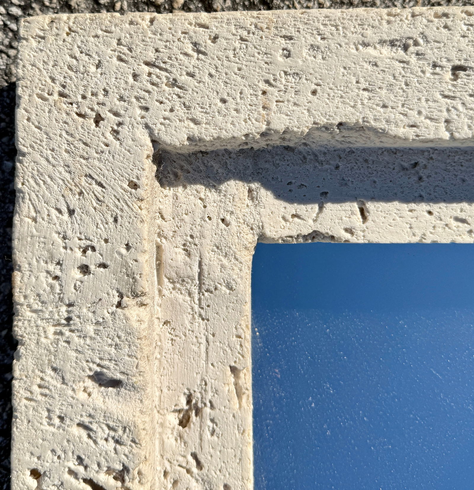 Large Composite Stone Coral Rock Modernist Wall Mirror From 70's - 5