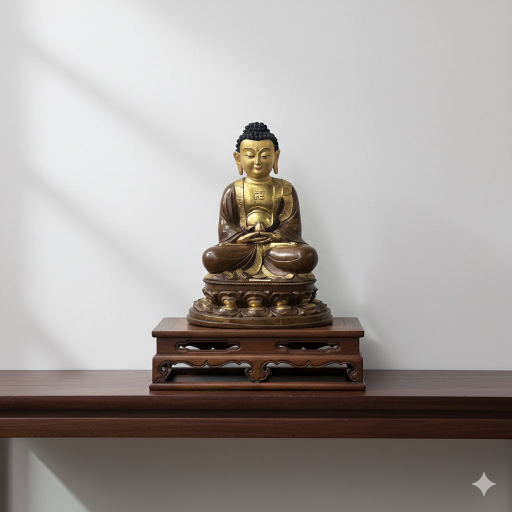 Oriental Brown Stain Wave Carving Rectangular Display Easel Stand - 5