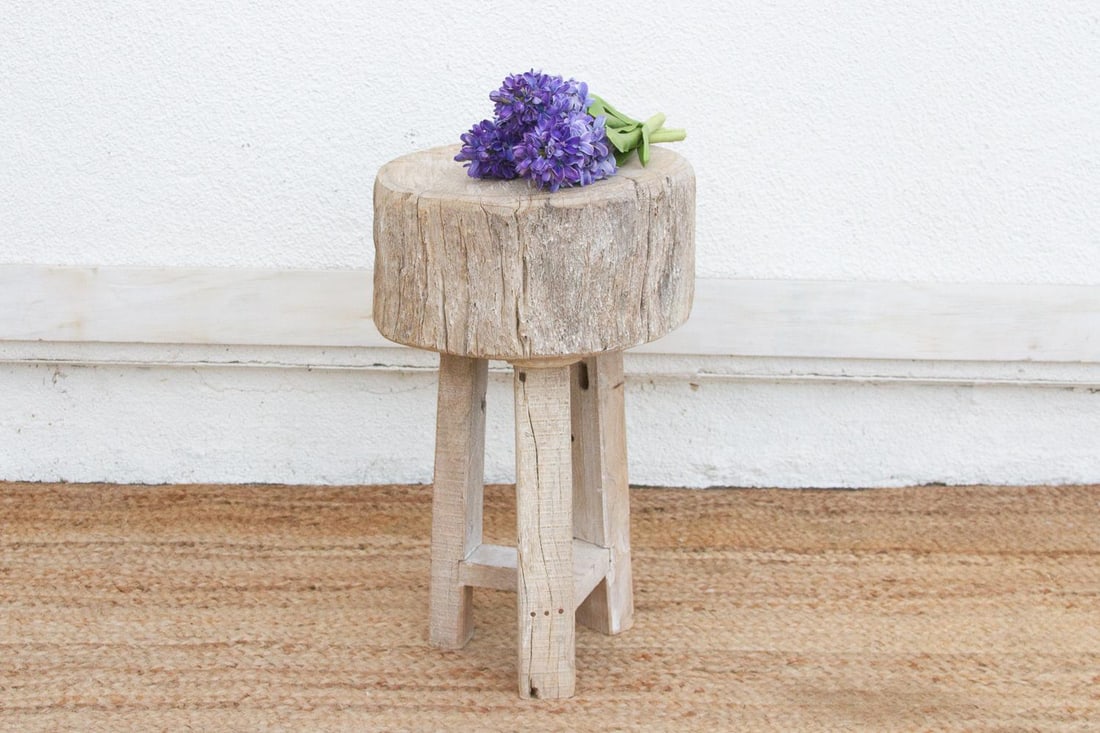 Heavy Slab Reclaimed Wood End Table - 7
