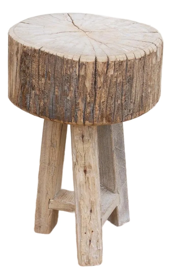 Thick Top Rustic Round Side Table (1 of 6)