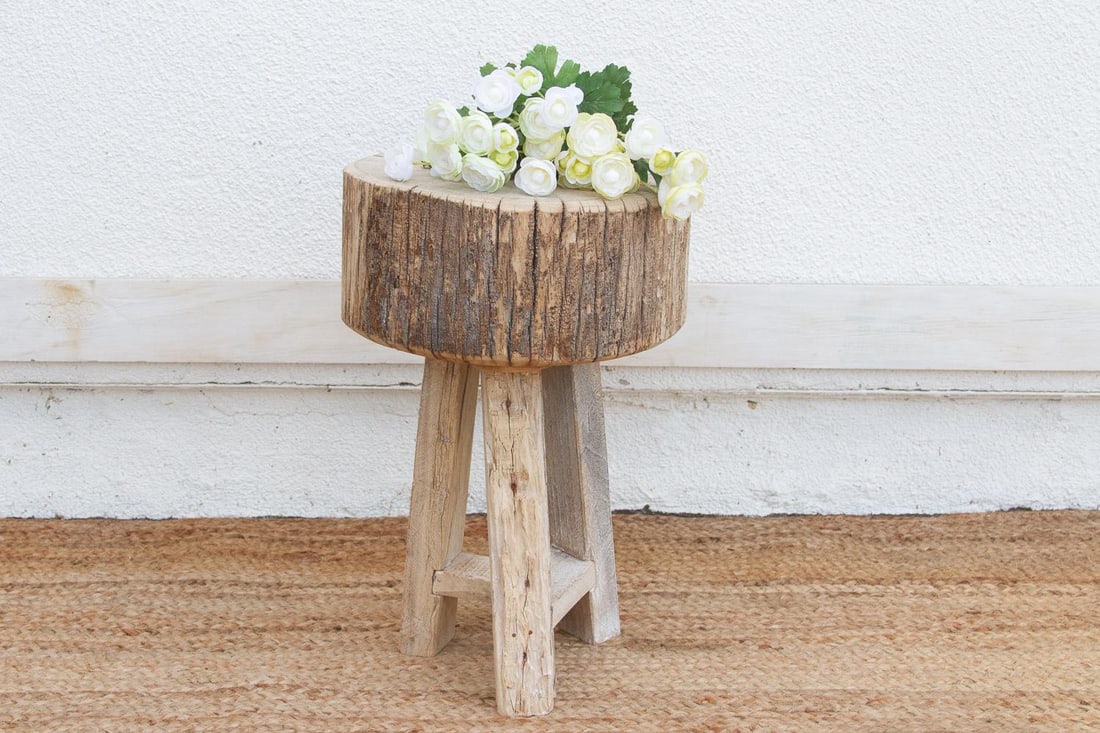 Thick Top Rustic Round Side Table - 2