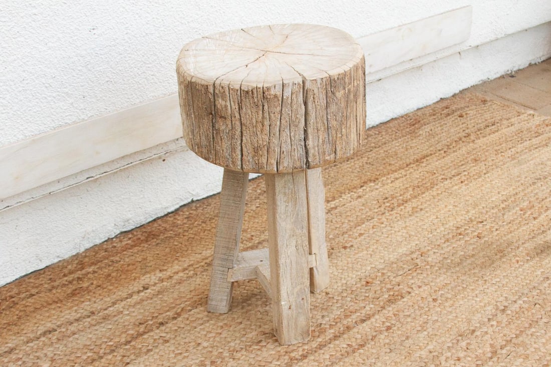 Thick Top Rustic Round Side Table - 3