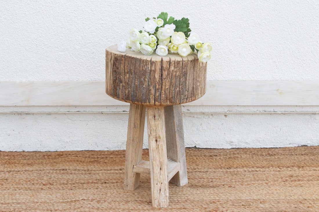 Thick Top Rustic Round Side Table - 6