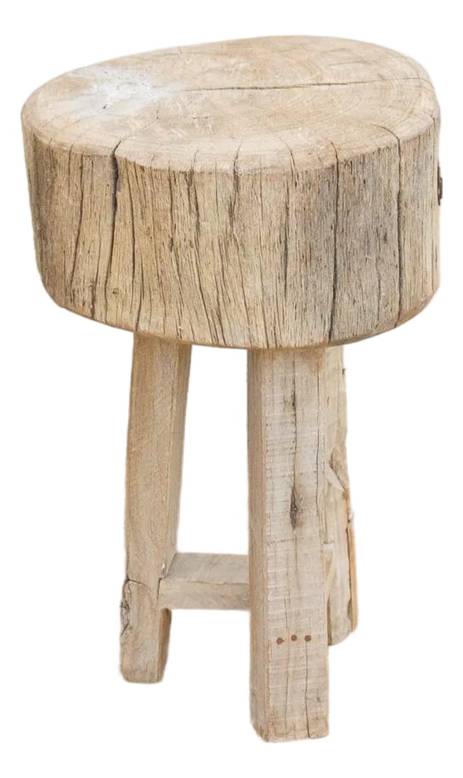 Sun Bleached Log Wood Pedestal Table (1 of 6)