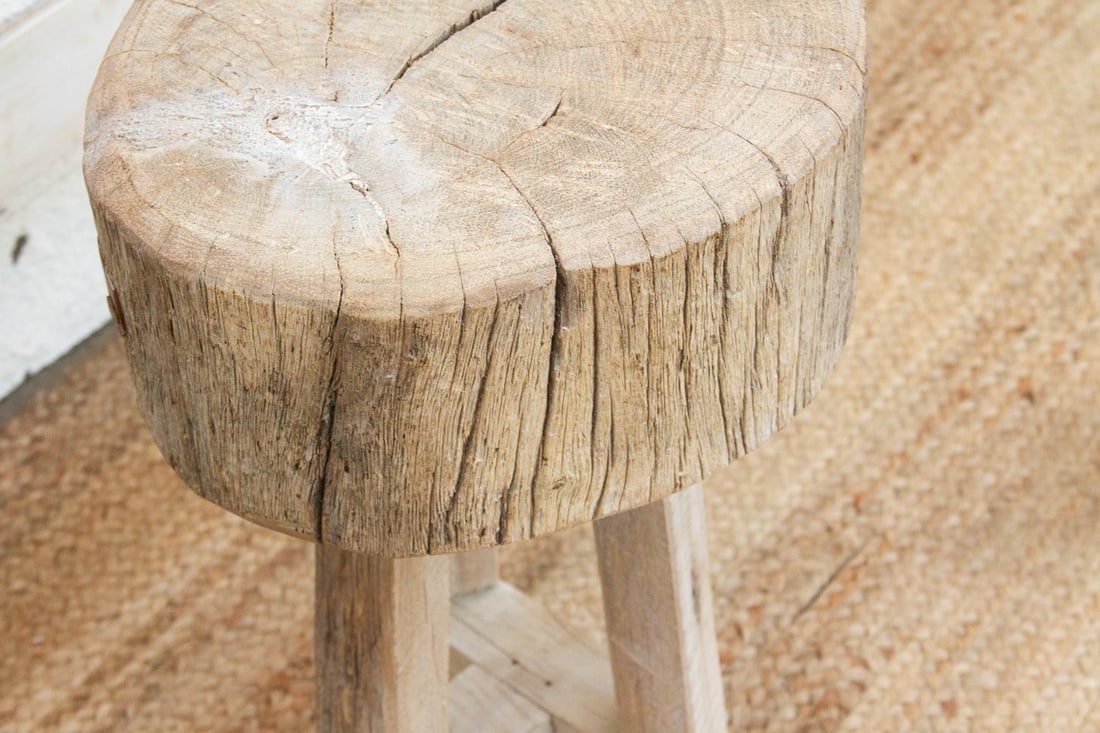 Sun Bleached Log Wood Pedestal Table - 3