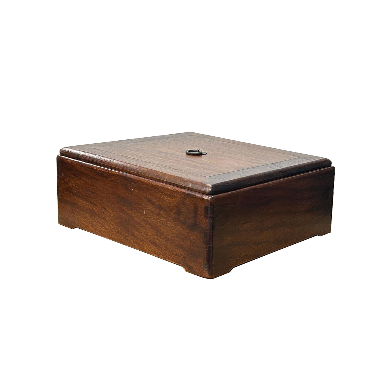 Oriental Plain Surface Brown Natural Wood Small Square Accent Box - 2