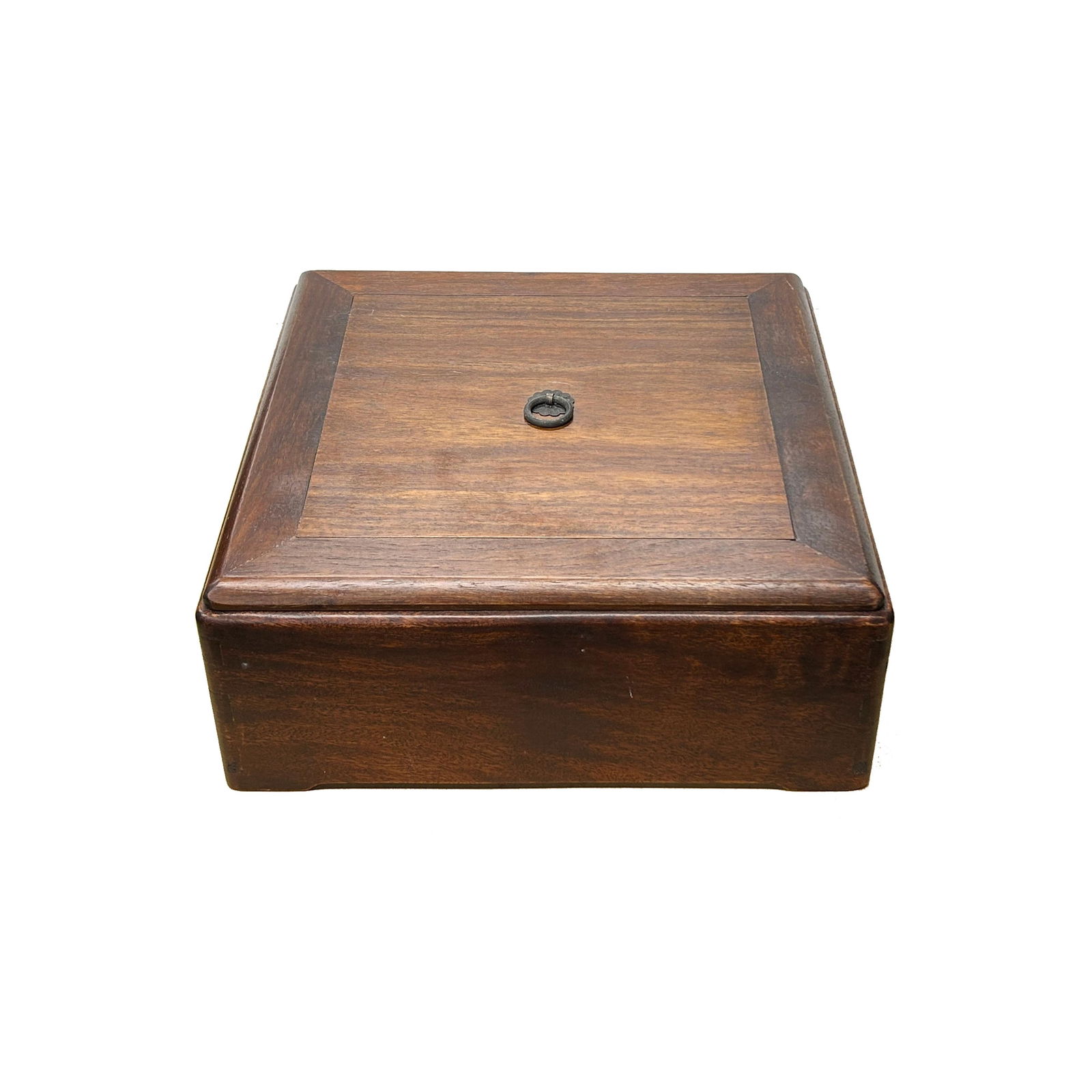 Oriental Plain Surface Brown Natural Wood Small Square Accent Box - 5