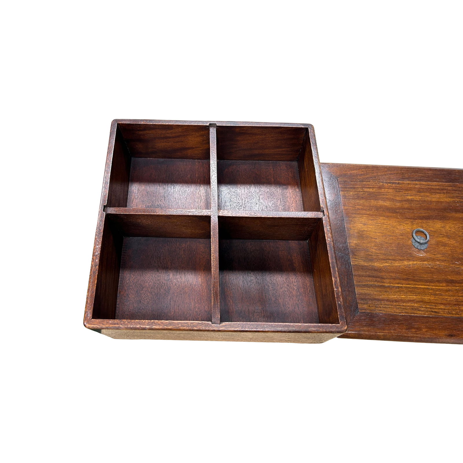 Oriental Plain Surface Brown Natural Wood Small Square Accent Box - 6