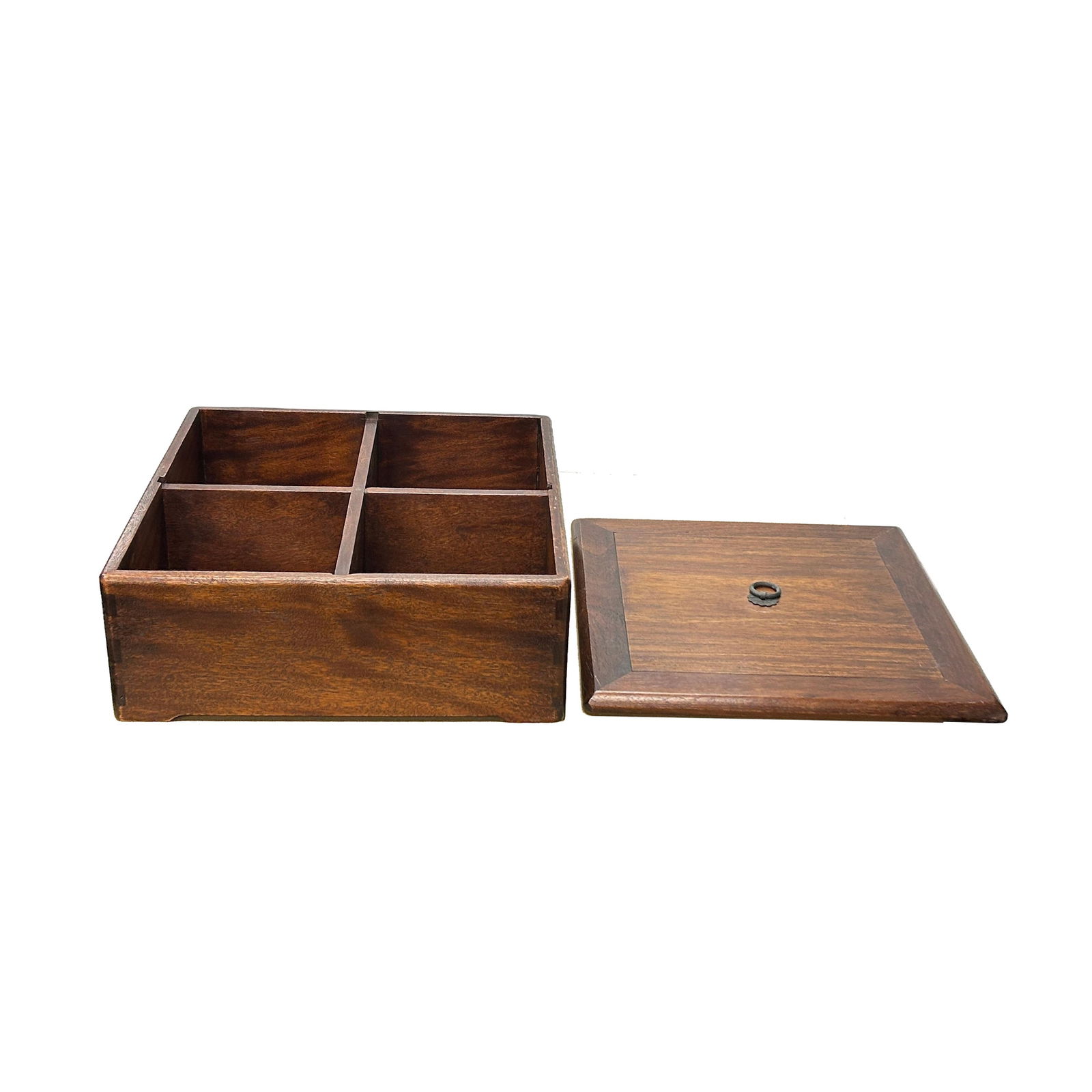Oriental Plain Surface Brown Natural Wood Small Square Accent Box - 7