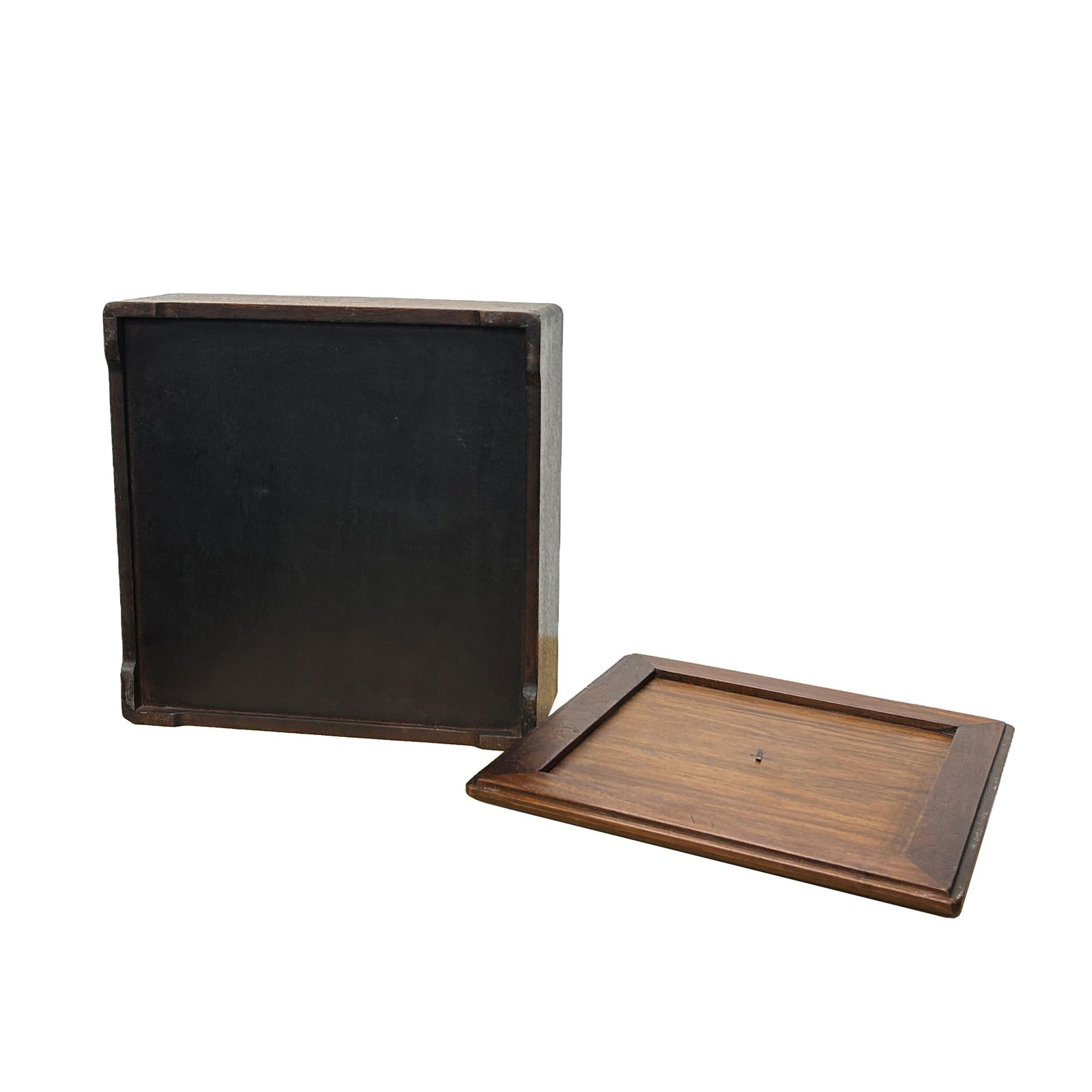 Oriental Plain Surface Brown Natural Wood Small Square Accent Box - 8