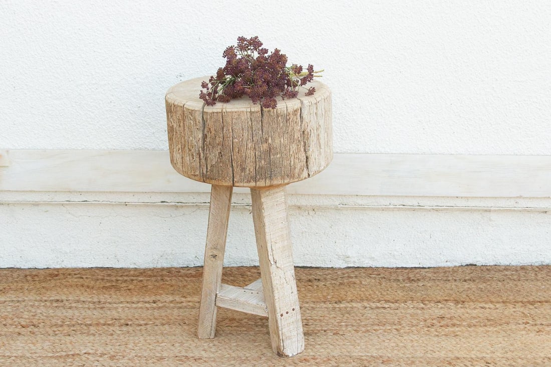 Reconstructed Weathered Wood Side Table - 2