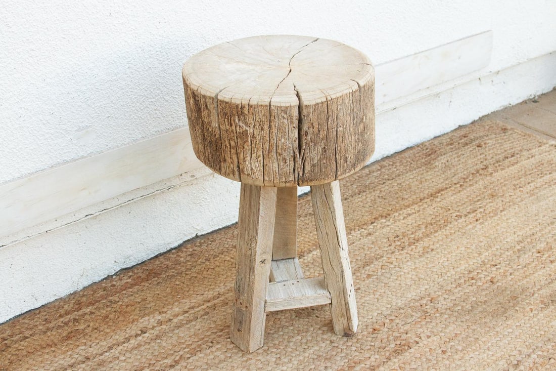 Reconstructed Weathered Wood Side Table - 3