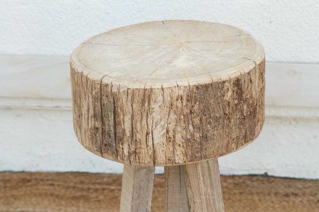 Reconstructed Weathered Wood Side Table - 4