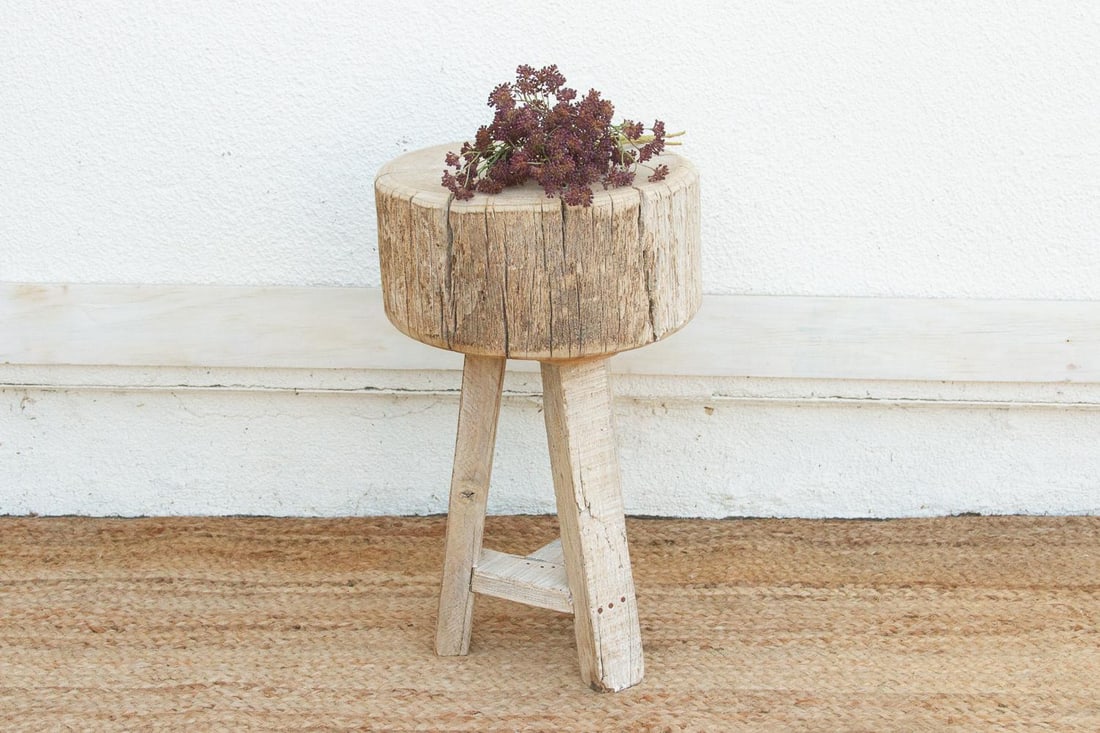 Reconstructed Weathered Wood Side Table - 6