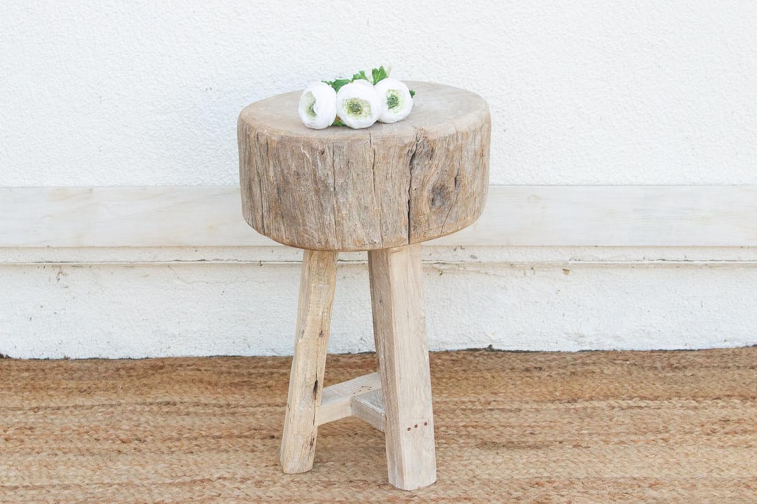 Primitive Bleached Wood Zen Round Table - 2