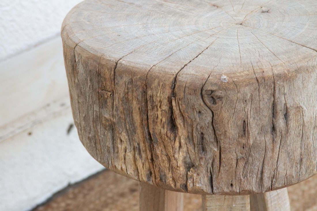 Primitive Bleached Wood Zen Round Table - 5