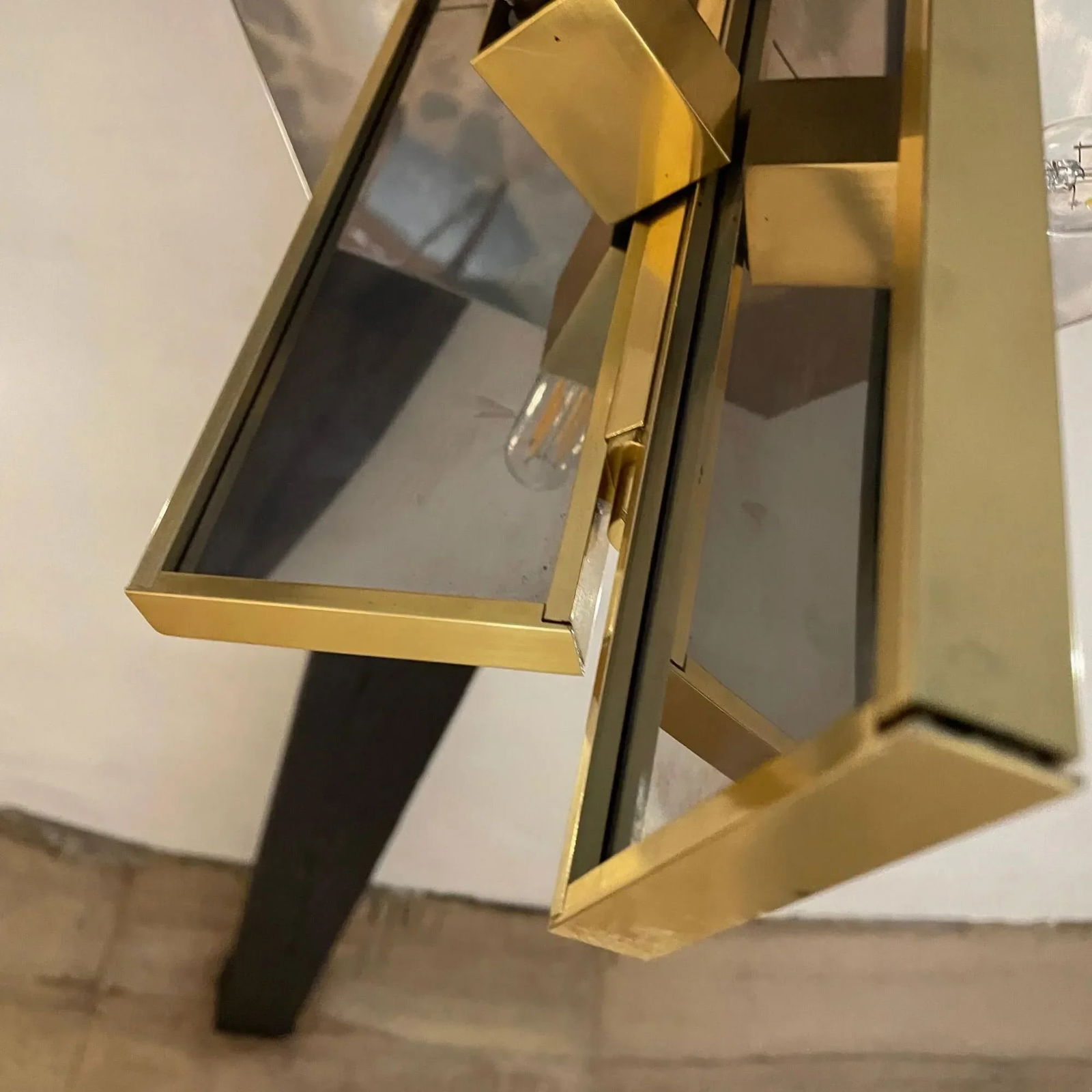 1970s Sciolari Flush Ceiling Lamp Stainless & Brass Italy - 6