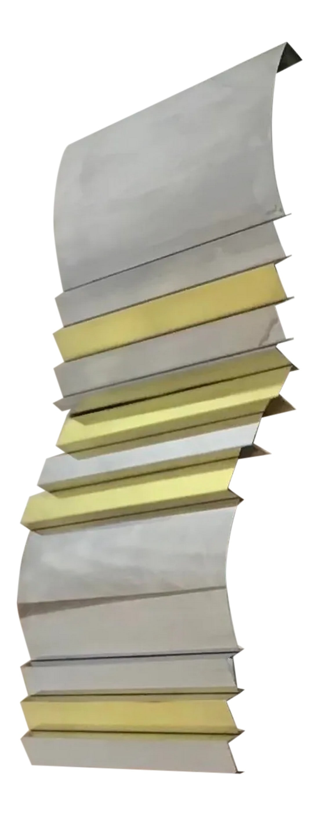 1985 Curtis Jere Brass and Chrome Wall Sculpture Columns With Artisan House Tag: Dated 1985 C. Jere signed brass and chrome wall sculpture. We have never found a piece with the original Artisan House hang tag left on it until now. This piece can be hanged horizontally, vertically