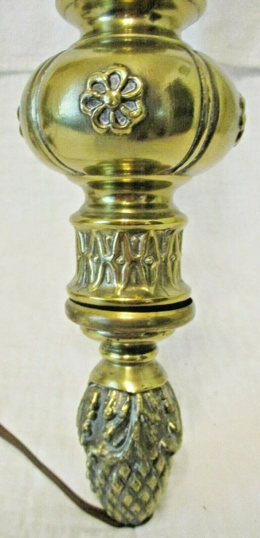 1920s Victorian Tall Gilt Bronze Balustrade Converted Gas Adjustable Wall Lamp Sconce - 10