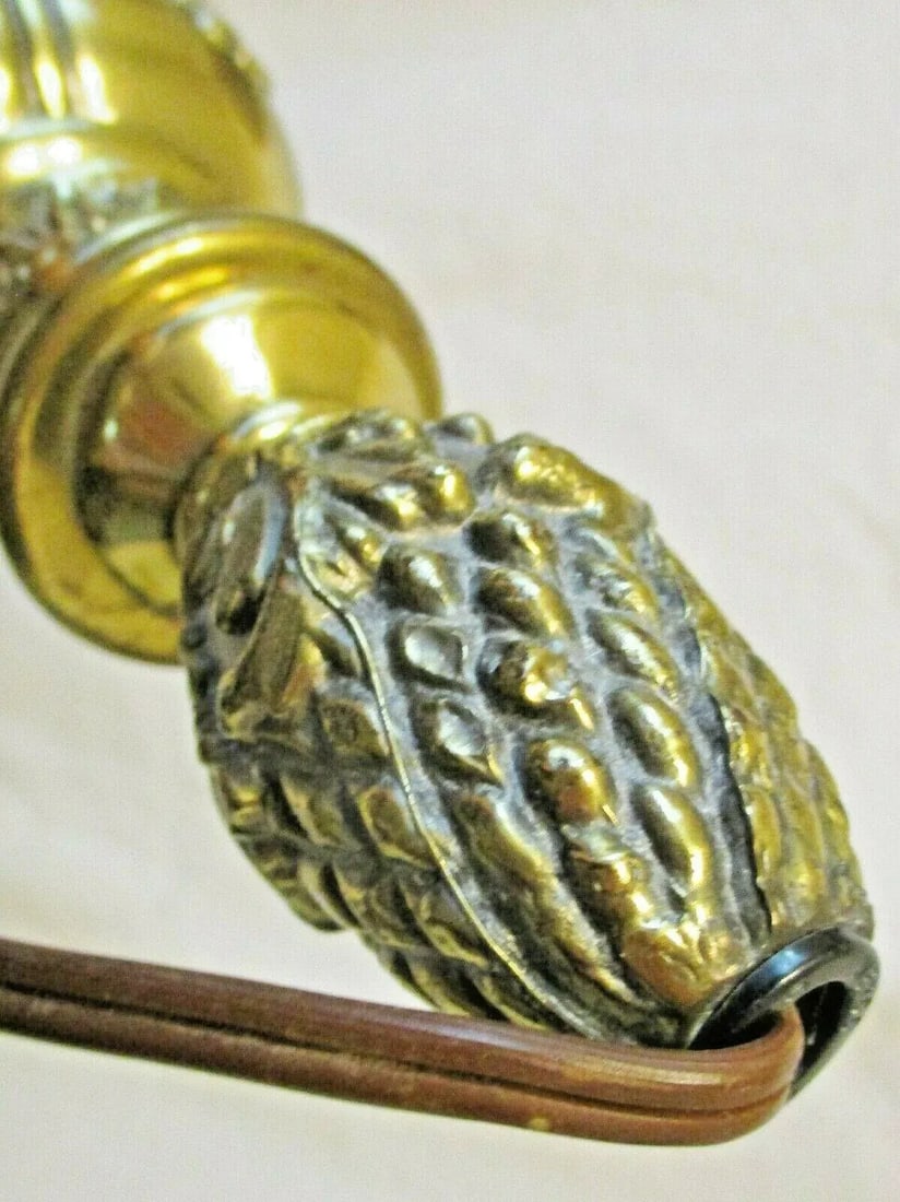 1920s Victorian Tall Gilt Bronze Balustrade Converted Gas Adjustable Wall Lamp Sconce - 11