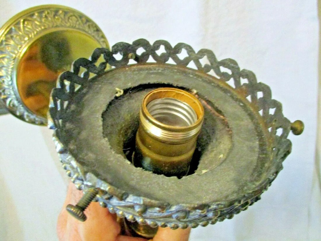 1920s Victorian Tall Gilt Bronze Balustrade Converted Gas Adjustable Wall Lamp Sconce - 5