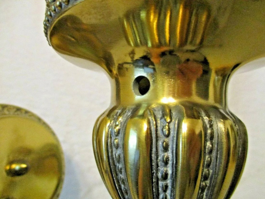 1920s Victorian Tall Gilt Bronze Balustrade Converted Gas Adjustable Wall Lamp Sconce - 6