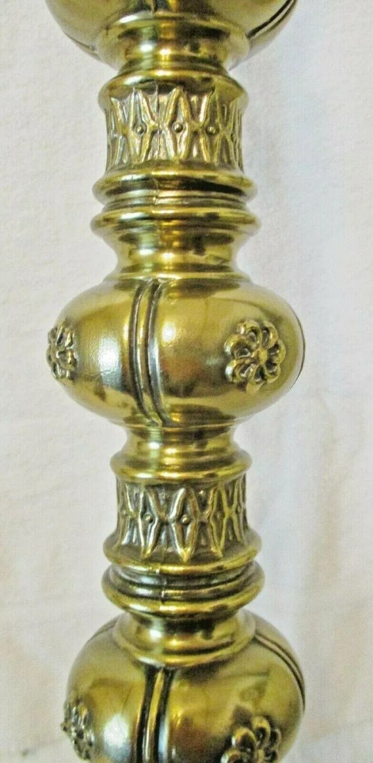 1920s Victorian Tall Gilt Bronze Balustrade Converted Gas Adjustable Wall Lamp Sconce - 8