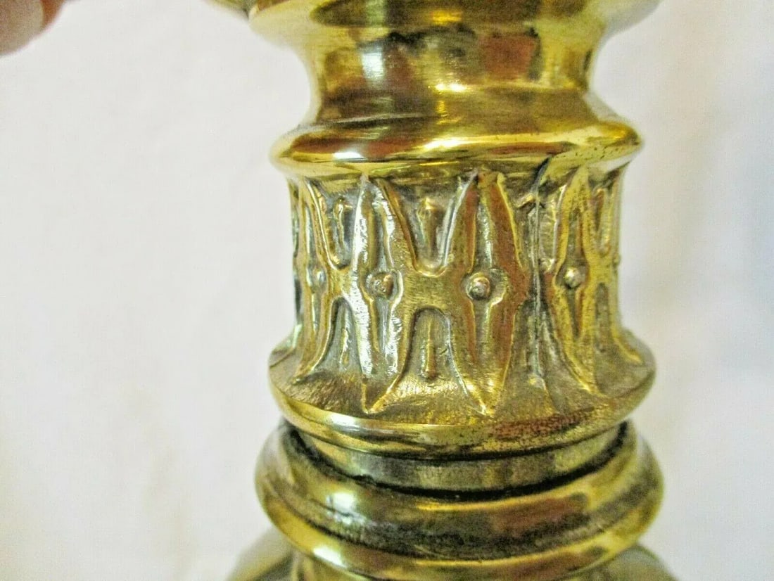 1920s Victorian Tall Gilt Bronze Balustrade Converted Gas Adjustable Wall Lamp Sconce - 9