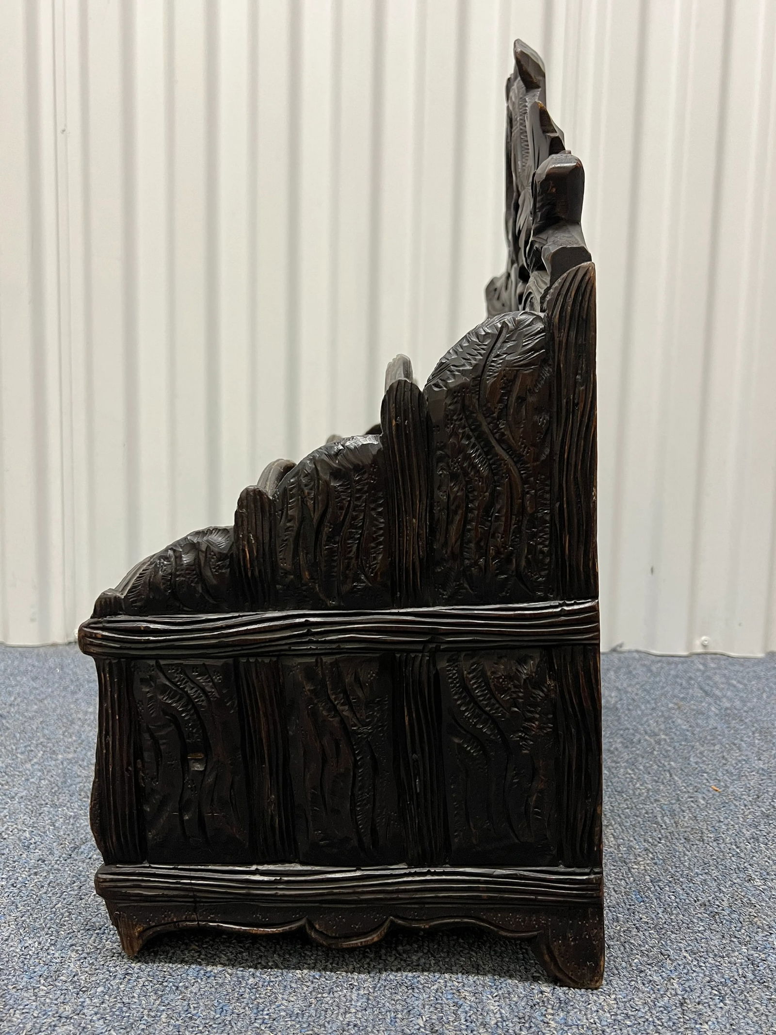 19th Century Antique German or Swiss Black Forest Hand Carved 3 Section Foliate Canterbury With Hand - 2