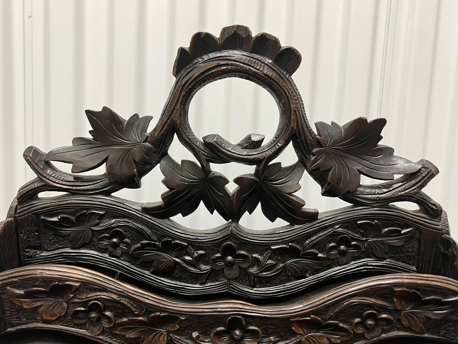 19th Century Antique German or Swiss Black Forest Hand Carved 3 Section Foliate Canterbury With Hand - 5
