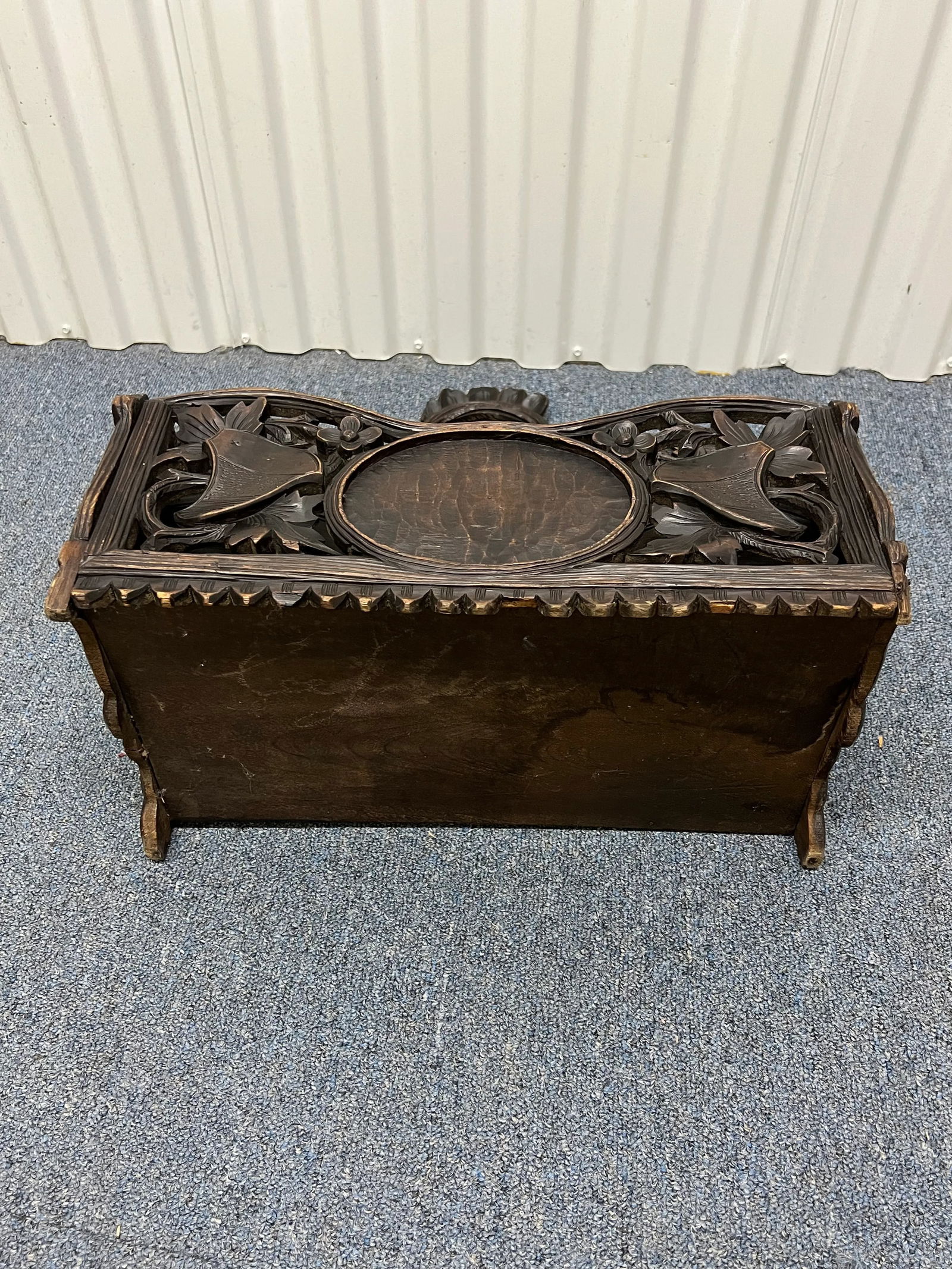 19th Century Antique German or Swiss Black Forest Hand Carved 3 Section Foliate Canterbury With Hand - 9