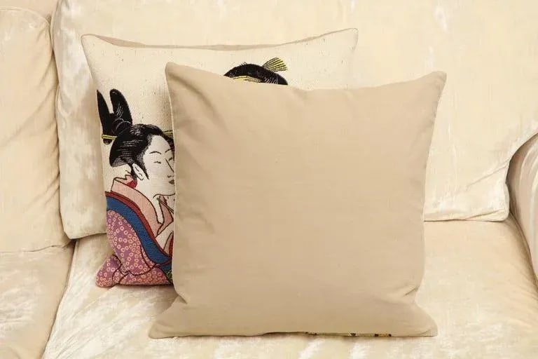 2019 International Style Japanese Women Tapestry Cotton Square Pillows by Jules Pansu - Set of 2 - 4