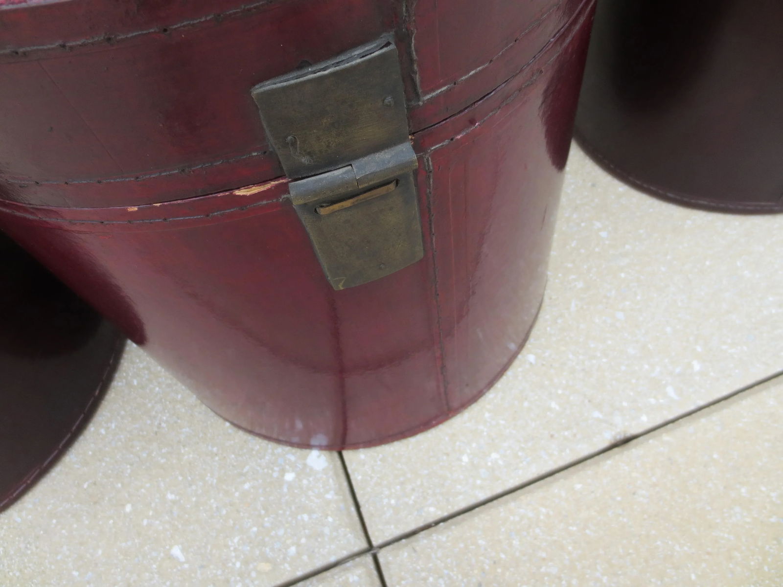 Antique Chinese Leather Luggage Boxes - Set of 3 - 5