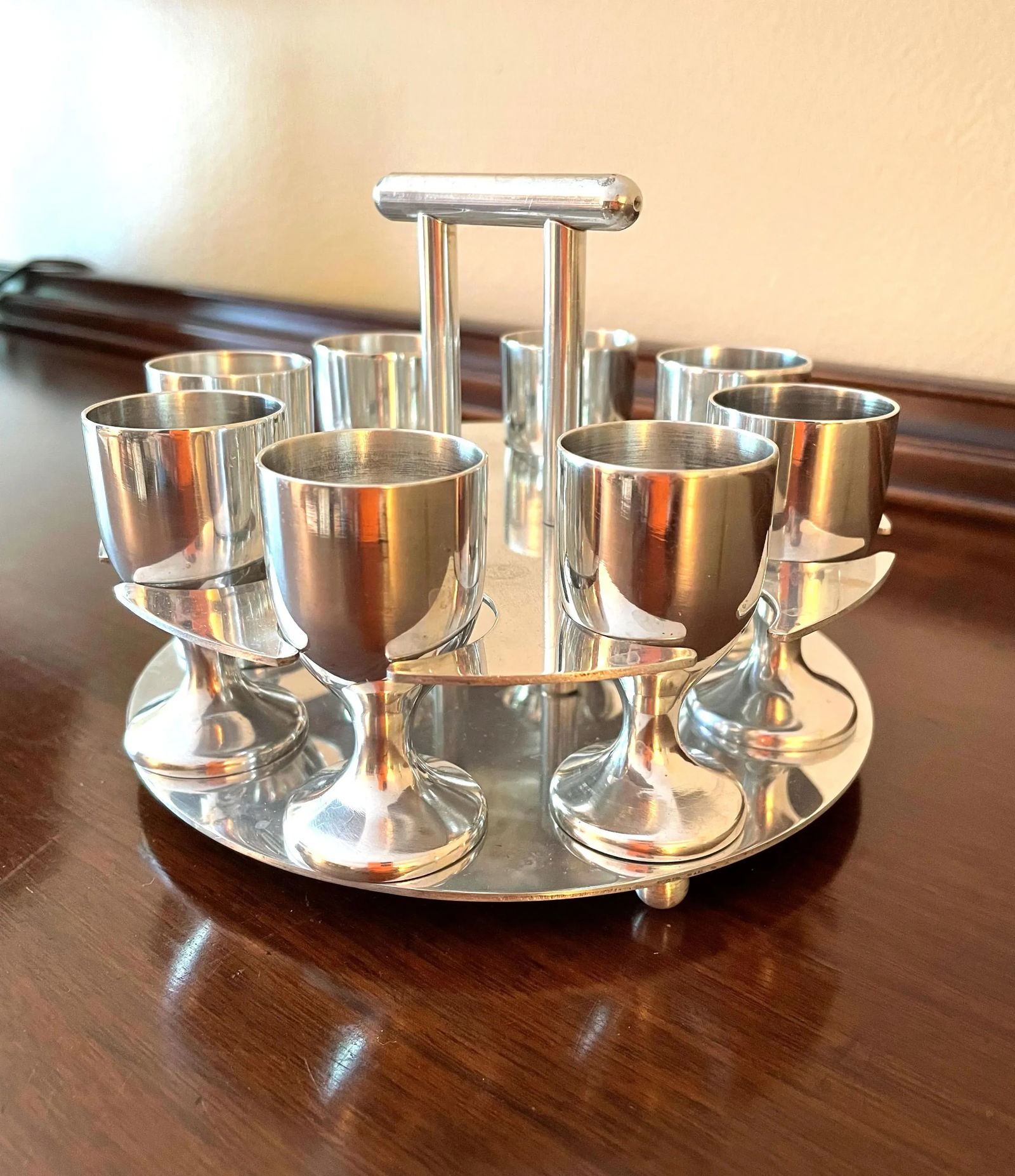 Mid 20th Century Stainless Steel Cordials or Shot Glasses - Set of 8 - 2