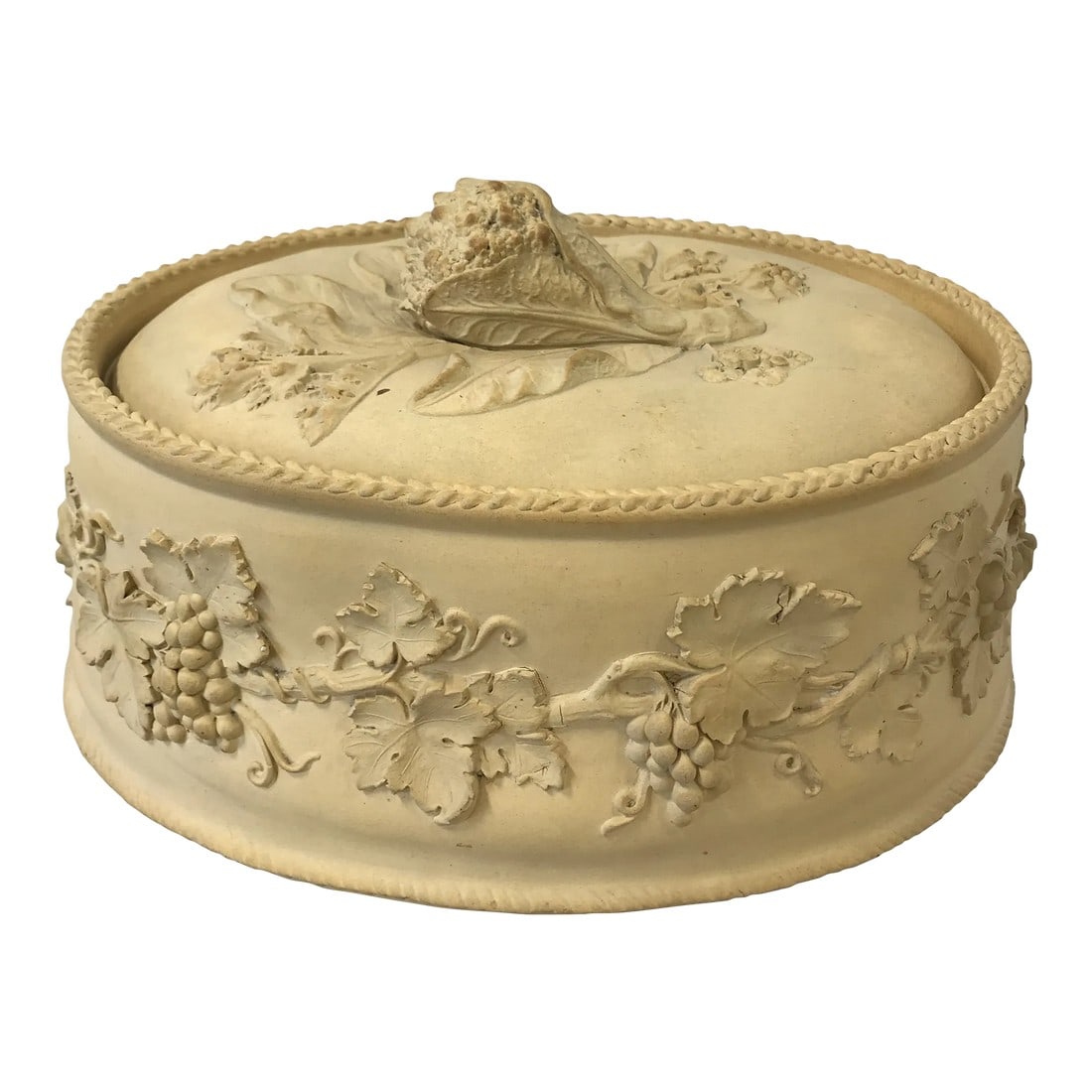Late 19th Century Large Antique Wedgwood Caneware Cabbage Finial Game Pie Dish / Tureen C1870 #3: A rare piece of Wedgwood caneware decorated with cabbage finial, foliate and leaf motifs to body. Marked to underside Condition: Alterations: Original Condition Unaltered Imperfections: Some