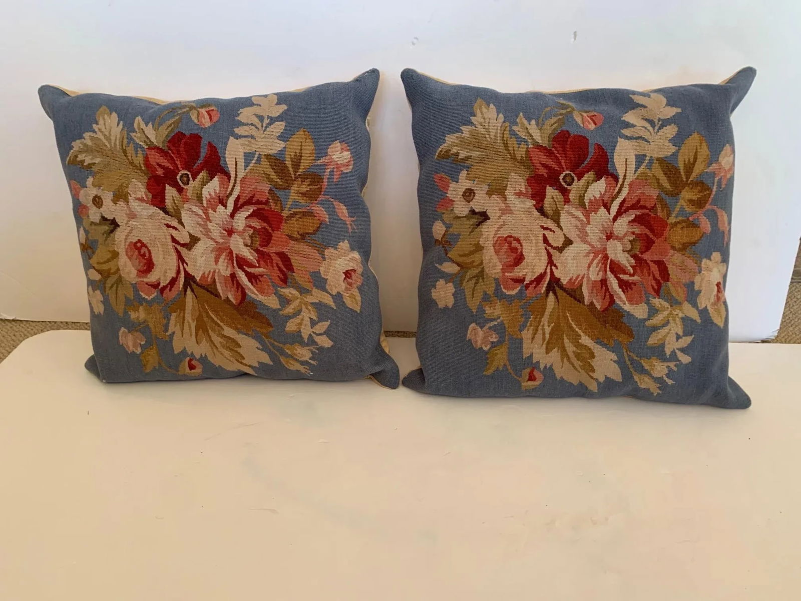 French Vintage Needlepoint Pillows -A Pair - 2