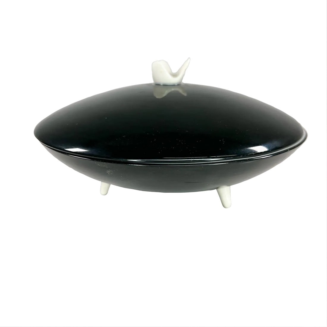 1950s Candy Dish B & W Franciscan Fine China: AMBIANIC presents 1950s Modernism Contours Art Ware Covered CANDY Dish Footed Black & White Franciscan Fine China Gladding McBean & Co Contours Art Ware 1955 Masterpiece China Maker stamped 7.75